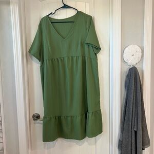 Sage Green Tiered Baby Doll Dress